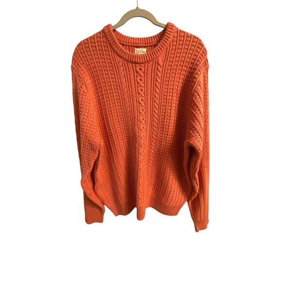 J.CREW Other - J Crew Cotton Cable Knit Crewneck Fisherman Sweater in Heather Pink Size XL
